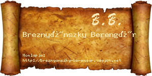 Breznyánszky Berengár névjegykártya